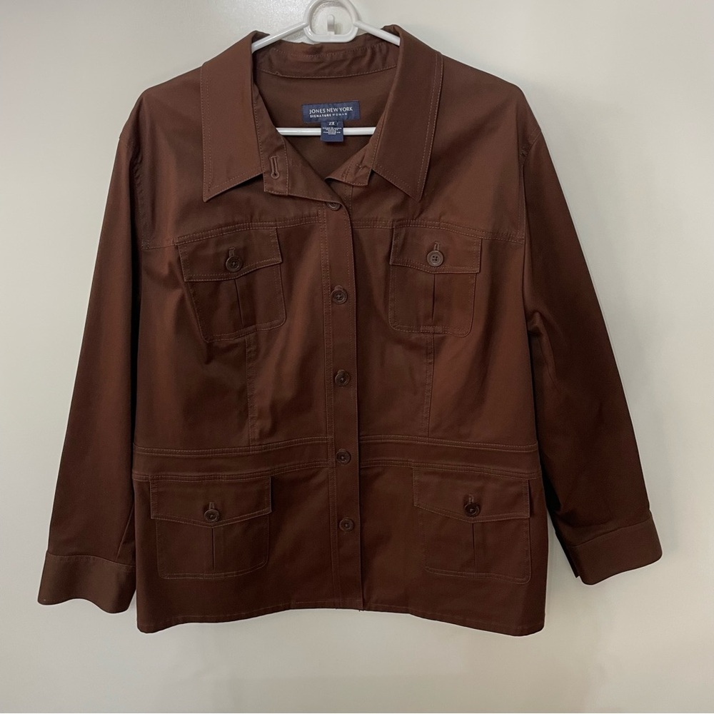 Jones New York Signature Woman Dark Brown Utility Jacket, size 2X